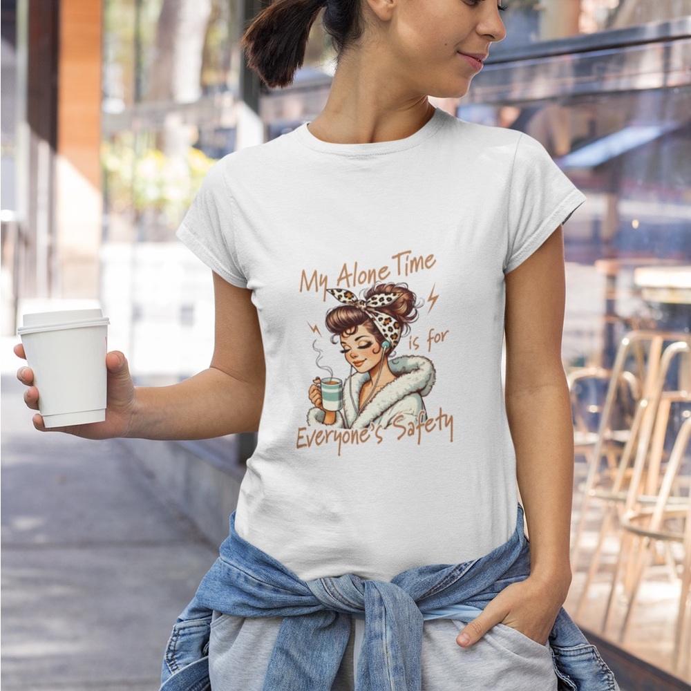 Women's 'My Alone Time' Graphic t shirt- White